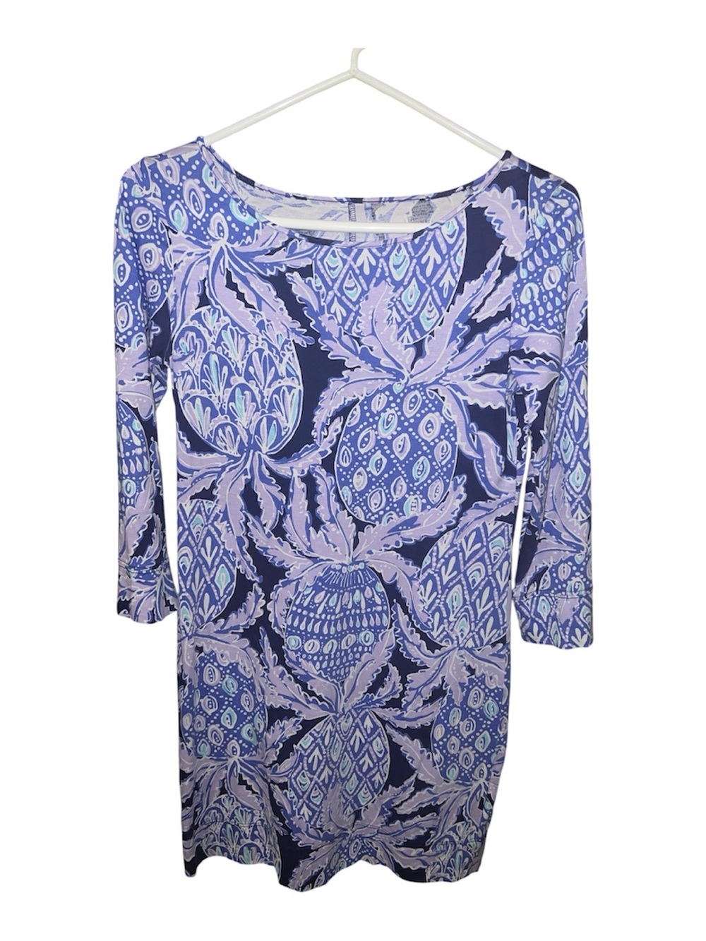 Lilly Pulitzer Navy, Lavender & Light Blue Pineapple Print Shift Dress
